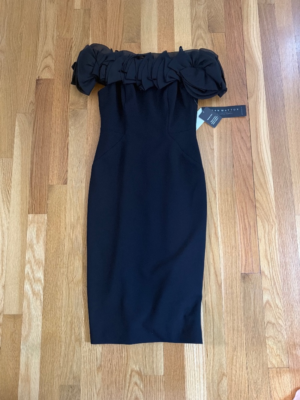 Aidan Mattox black off the shoulder dress
